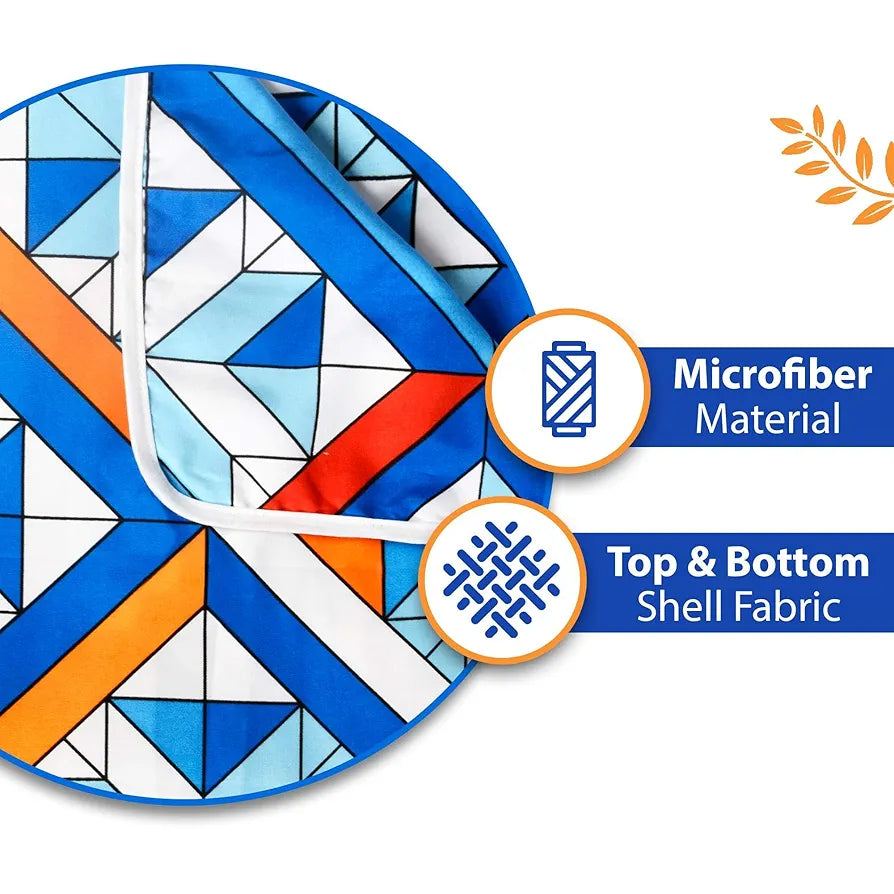Divine Casa 120 GSM Microfiber Double Dohar Soft & Lightweight Throw Blanket Tessellate Pattern Colour Blue-Red & Orange