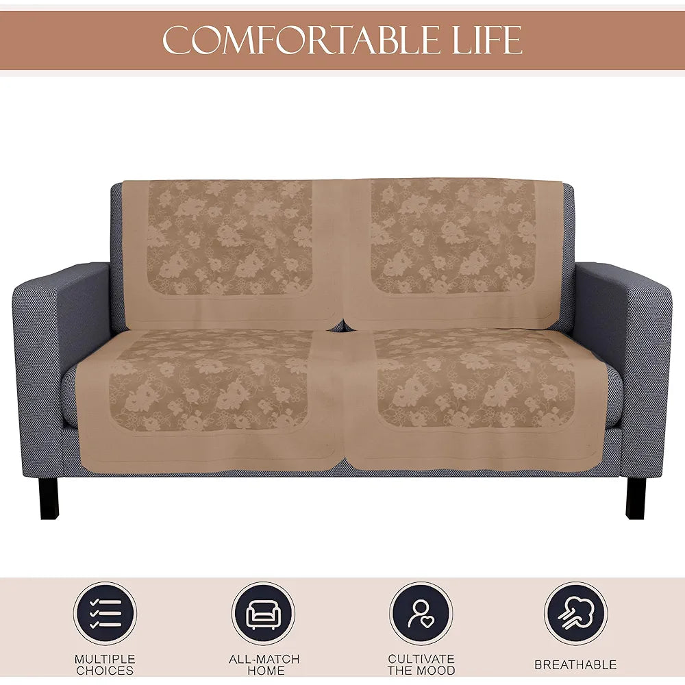 Kuber Industries Set of 6 Net Durable 2+1 Seater Sofa Covers for Living Room Self Net Hawaii Camel Brown