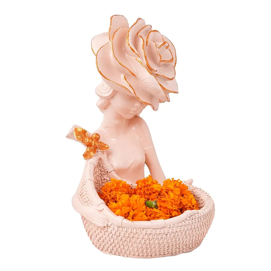 Zart Lady with Basket Showpiece for Home Decor & Office Decor Showpiece
