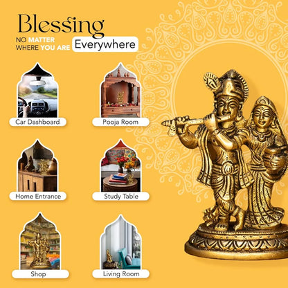 Ekhasa Pure Brass Radha Krishna Murti Radha Krishna Big