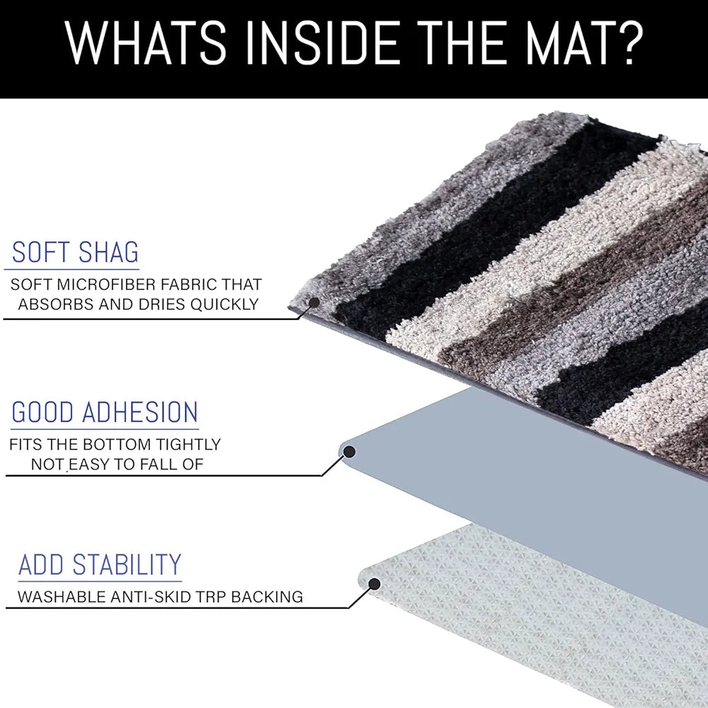 Luxe Home Jericho Doormat 2500 GSM Super Soft Microfiber Anti-Skid Mat Colour Shadow 40x60 cm (Pack of 2)