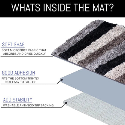 Luxe Home Jericho Doormat 2500 GSM Super Soft Microfiber Anti-Skid Mat Colour Shadow 40x60 cm (Pack of 2)