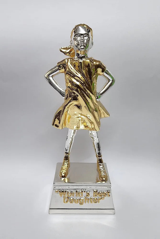 Gold Art India World's Best Daughter Figurine Silver & Gold Plated