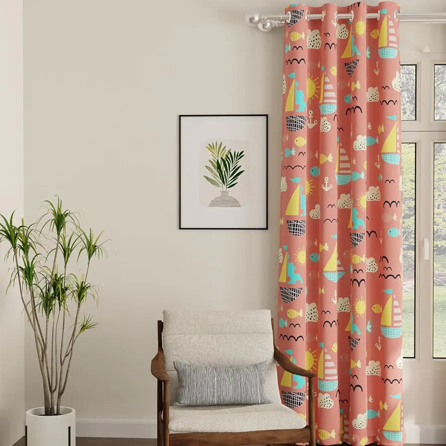 Urban Space Digital Printed Blackout Curtains for Door Bedroom Room Darkening Blackout Kids Decorative Curtains, 1 Piece Curtain Nemo Terra