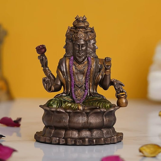 Ecraftindia Brown and Copper Polyresin Blessing Lord Hanuman Idol With Mace | Auspicious Religious God Idol