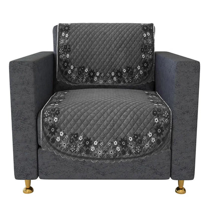 Kuber Industries Sofa Cover 5 Seater Cover Set Digital Painting Quilted for Hall Gray