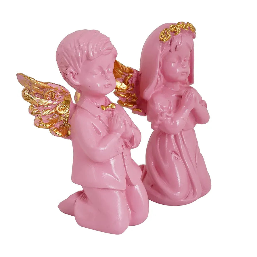 Zart Angel Girl & Wings Boy Sttaue for Home Décor Showpiece Angel Set