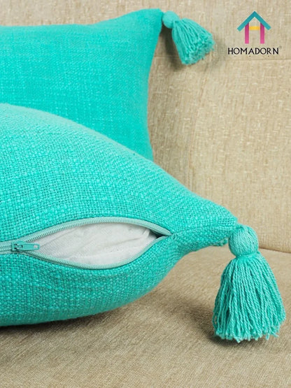 Homadorn Luxury Cotton Handmade Decorative Boho Throw Pillow Covers Turquoise