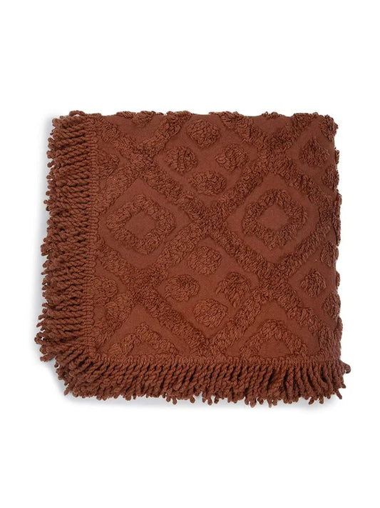 Saral Home Easy Living Soft Cotton Unique Design Tufted Throw Sofa Cover Colour Brown (Packof 2)