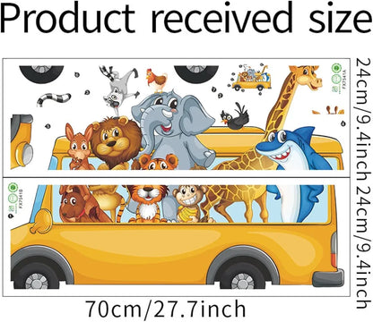 Jaamso Royals Bus Animals Pvc Vinyl Wall Sticker for Home Decor