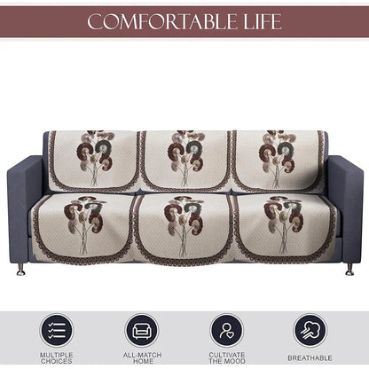 Kuber Industries Set of 6 Velvet 3 Seater Sofa Covers for Living Room Digital Flower-Cream & Brown