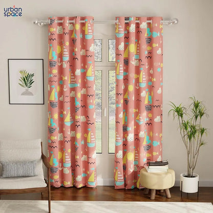 Urban Space Digital Printed Blackout Curtains for Door Bedroom Room Darkening Blackout Kids Decorative Curtains, 1 Piece Curtain Nemo Terra