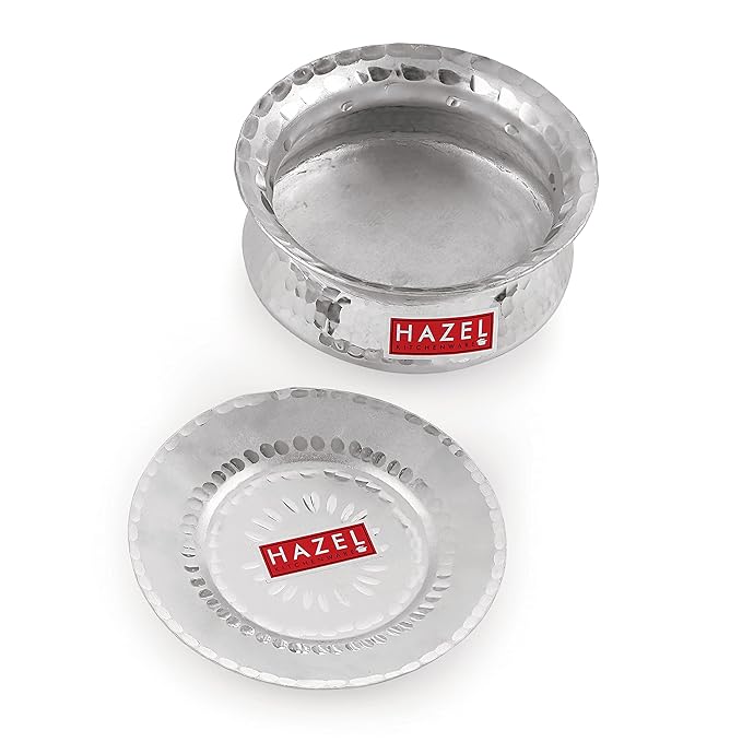 Hazel Biryani Pot Aluminium Biryani Handi Set 1000 Ml Aluminium Hammered Finish Tope Patila Handi