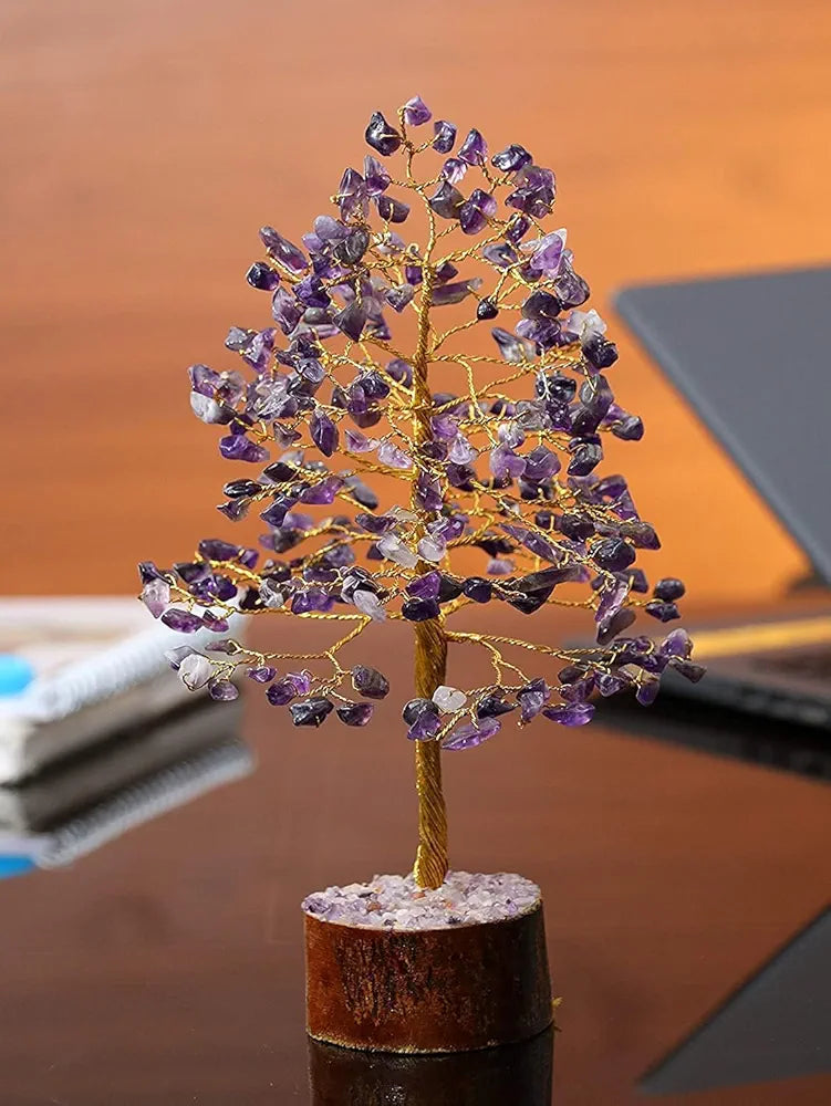 Zaicus Seven Chakra Gemstone Tree Crystal Tree of Life Feng Shui 10-12 Inch Silver Wire