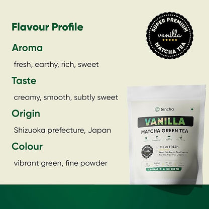 Tencha Vanilla Matcha Tea Pure Japanese Matcha Green Tea Powder - 50 gms