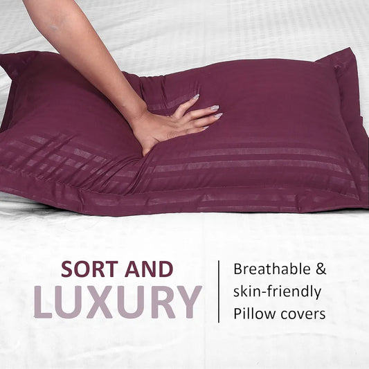 Cloth Fusion Glace Cotton Pillow Cover Set of 2 with Envelope Closure Soft Pillow Wine Colour