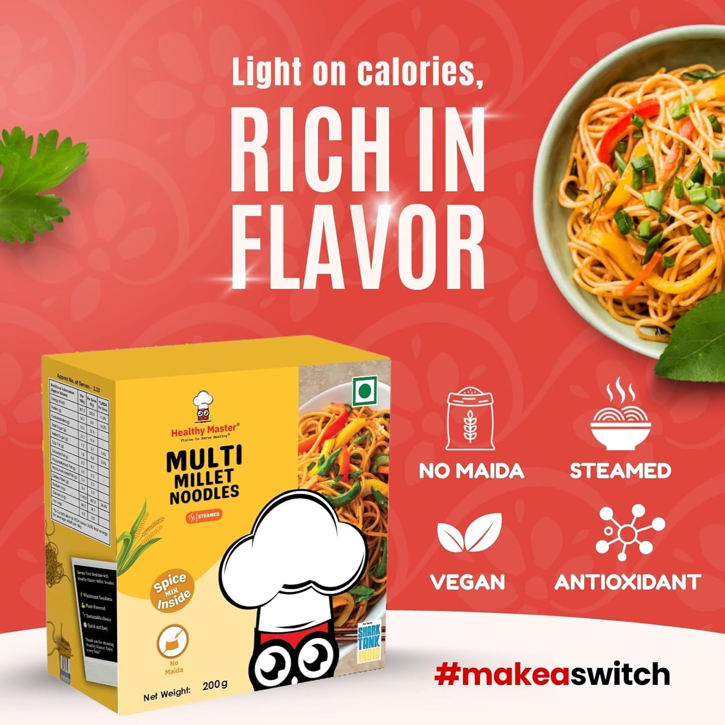 Healthy Master Multi Millet Noodles - 200 gms Each (Pack of 2)