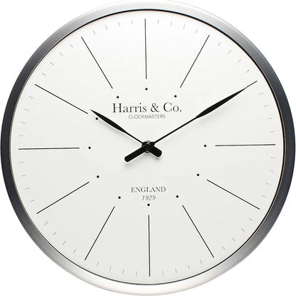 Harris & Co. Clockmasters Premium Luxury Analog Wall Clock Minimalist Design - 13 Inch