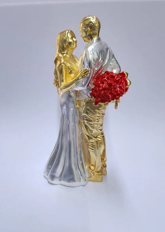 Gold Art India Couple Figurine Gold-Silver Plated Matte Finish