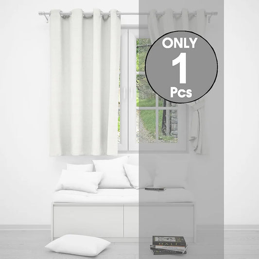 Divine Casa Textured Window Curtain 5 Feet  Colour Bright White Polyester Panel with Subtle Weave & Metal Eyelets for Home Decor (Pack of 1)