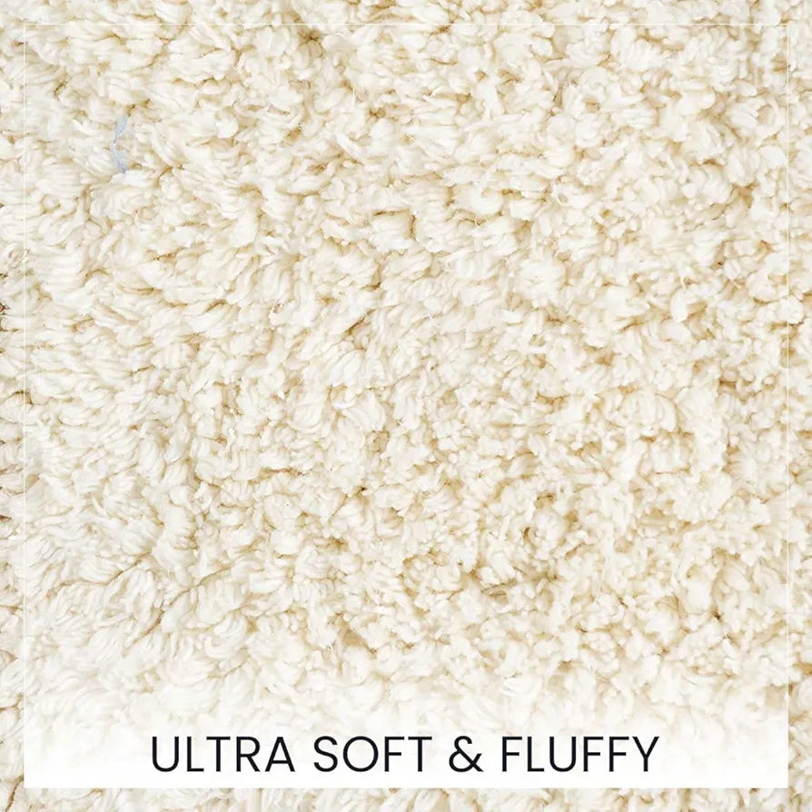Sashaa World Super Absorbant Cotton Reversible Bath Rectangular Mat Bathroom Rugs Colour Ivory