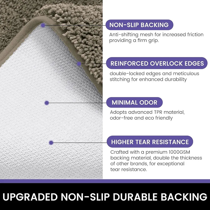 Luxe Home International Microfibre Rectangular Bath mat Super Soft Anti Skid Newman Mats For Bathroom 40X60 Cm,Taupe