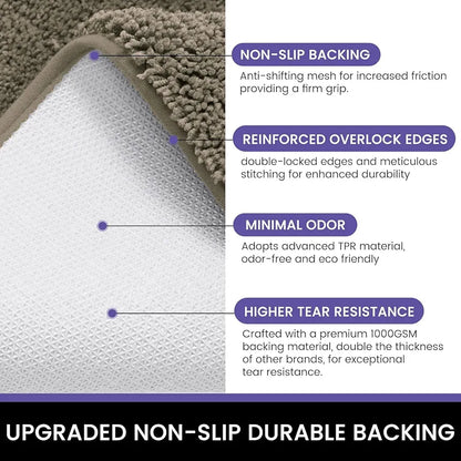 Luxe Home International Microfibre Rectangular Bath mat Super Soft Anti Skid Newman Mats For Bathroom Colour Taupe