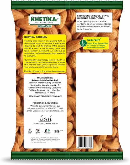Khetika Naturale California Almonds 500G | Whole Crunchy Almonds | Premium Badam Giri | High in Fibre | Gluten Free