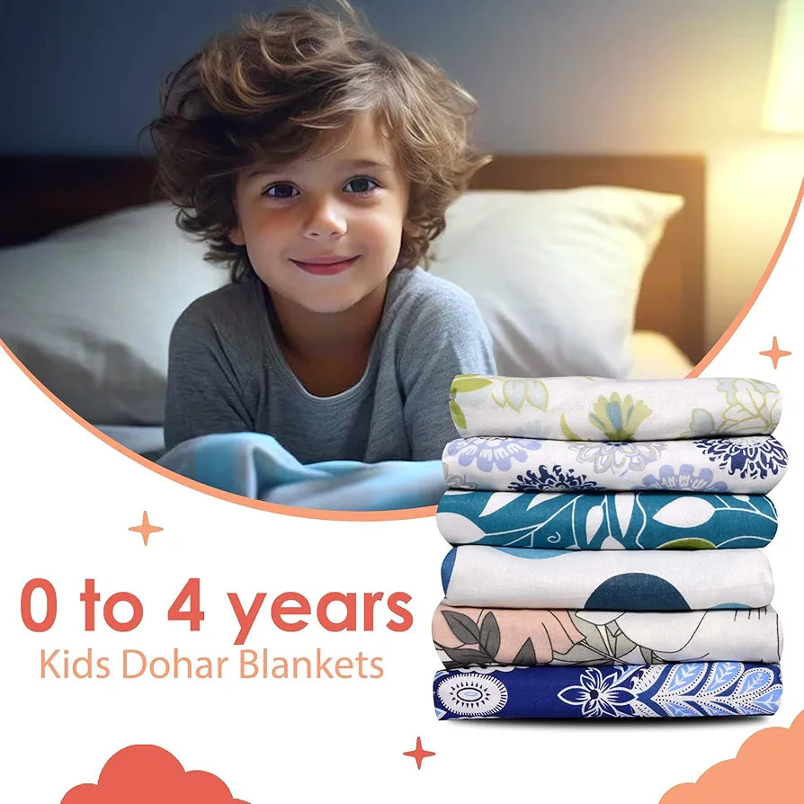 Divine Casa Floret 100% Cotton Single Kids Dohar 120 GSM Soft & Lightweight Throw Blanket Colour Red Orange