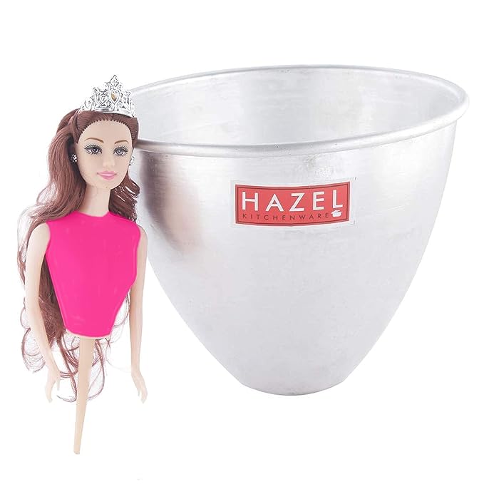 Hazel Aluminium Doll Frock Cake Pans Mould Large 19.5 cm X 16.5 cm with Doll