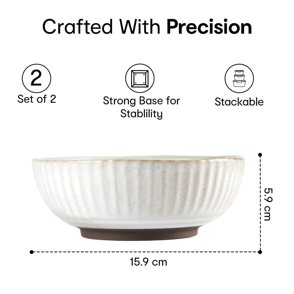 Anko 6 inch Sable Small Stoneware Bowl Set of 2 Hand Glazed Beige Grey Embossed Microwave Dishwasher Safe
