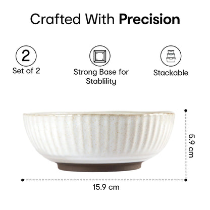 Anko 6 inch Sable Small Stoneware Bowl Set of 2 Hand Glazed Beige Grey Embossed Microwave Dishwasher Safe