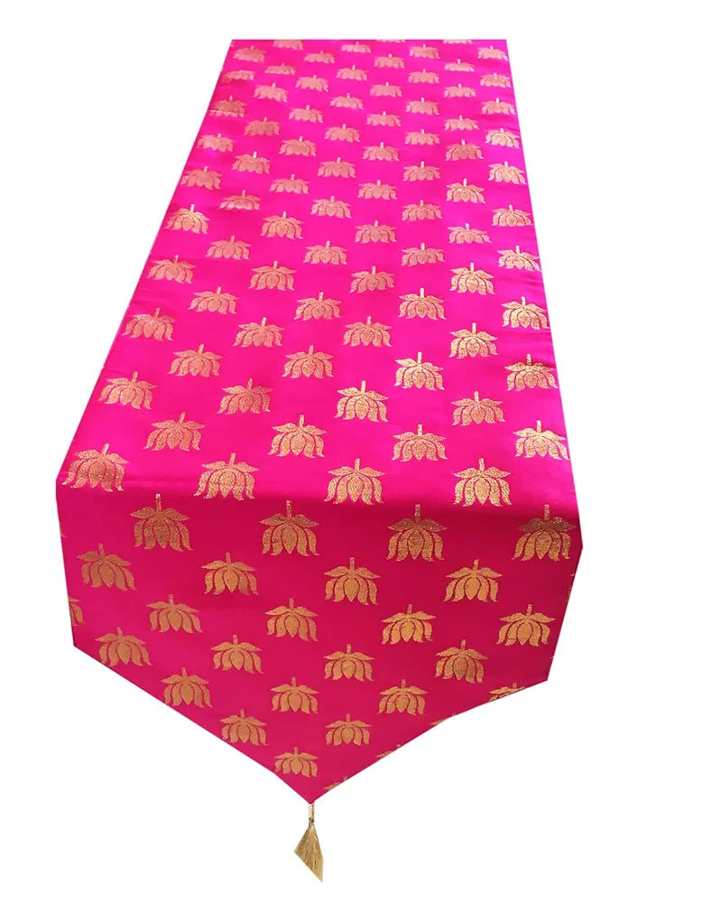 Pink Parrot-Designer Durable Dopian Silk Table Runner Pink