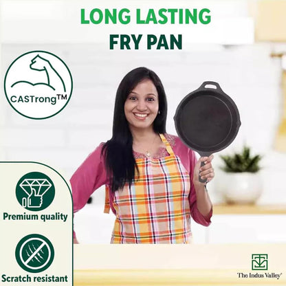 The Indus Valley Pre-Seasoned Cast Iron Fry Pan | Skillet With Silicone Grip