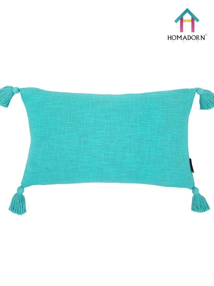 Homadorn Luxury Cotton Handmade Decorative Boho Throw Pillow Covers Turquoise