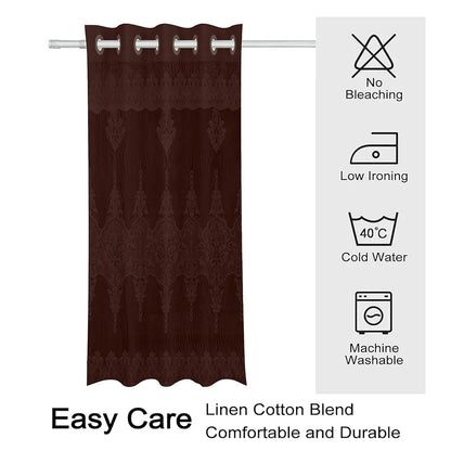 Kuber Industries Darkening Window Curtains with 8 Rings SY15ZZ Brown Colour