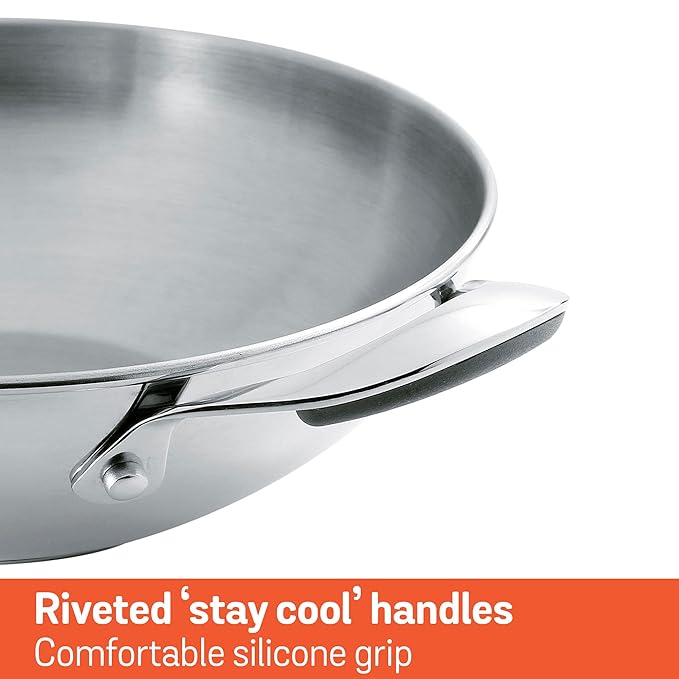 Meyer Select Nickel Free Stainless Steel Kadai with Glass Lid 22cm |1.91 Liters Silver