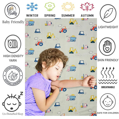 Fresh From Loom Elastic Fitted Bed Sheet with 2 Pillow Cover Cartoon Printed Cream Double Bed 300 TC Cream