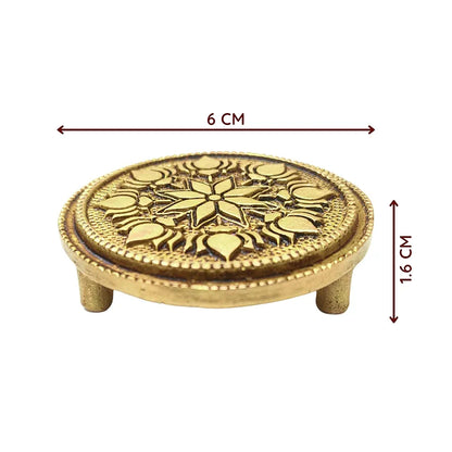 Anciently Round Chowki | Pooja Brass Chowki, Gold Colour, 1 Piece , Religious