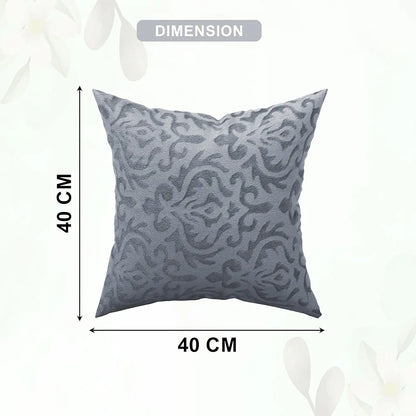 Kuber Industries Set of 5 Washable & Removable Velvet Sofa Pillow Covers with Zip Floral Design Grey