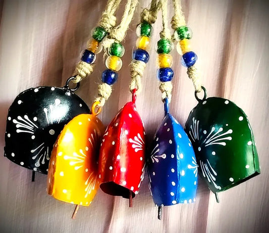MIRAMAYEE Purse Bell  4"- Hanging Garden Cow Bell Patio Hanging Bell Set of 5