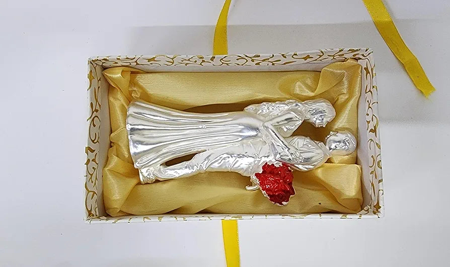 Gold Art India Couple Figurine Silver-Plated Matte Finish