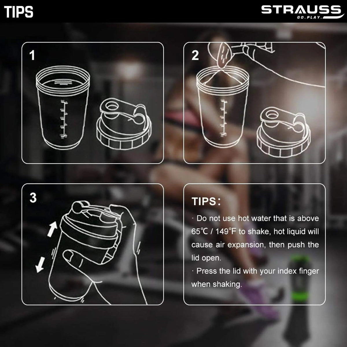 Strauss Energy Shaker Bottle | White Shade | Yellow