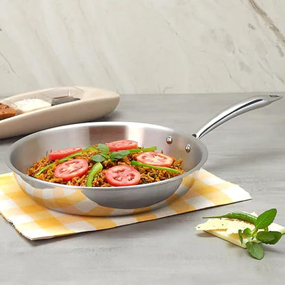 Savya Home Triply Stainless Steel Frying Pan 22 Cm 1.5 L Stove & Induction Cookware