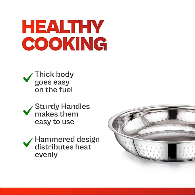 Praylady Stainless Steel Inox 3+ Series Frypan Size 24 cm Silver