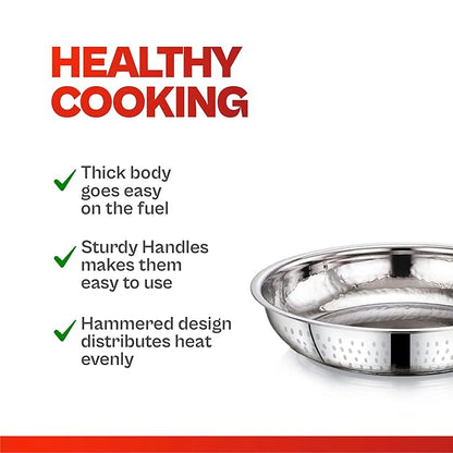 Praylady Stainless Steel Inox 3+ Series Frypan Size 24 cm Silver