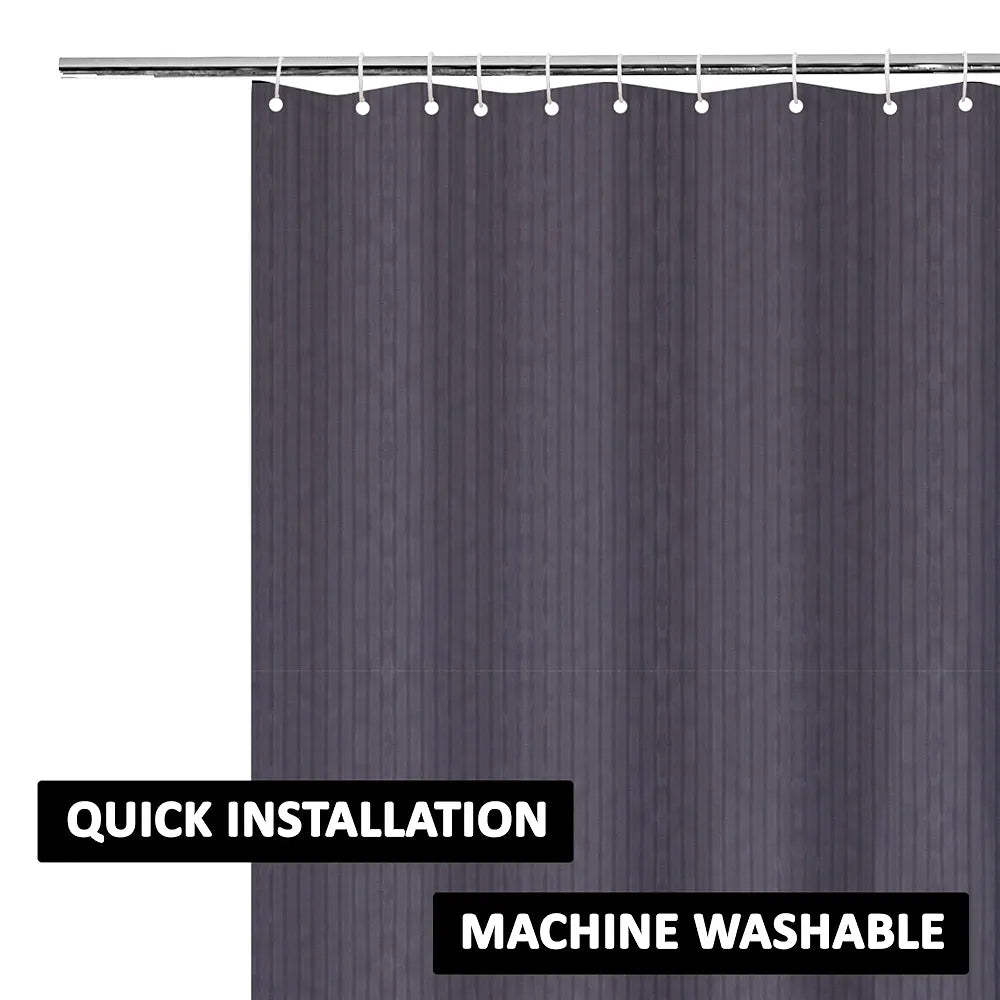 Kuber Industries Shower Curtain Bathroom Shower Curtain 8 Rings Curtain Lining Grey