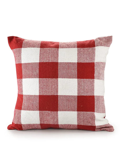 Sashaa World Cotton Check Cushion Colour Red And White