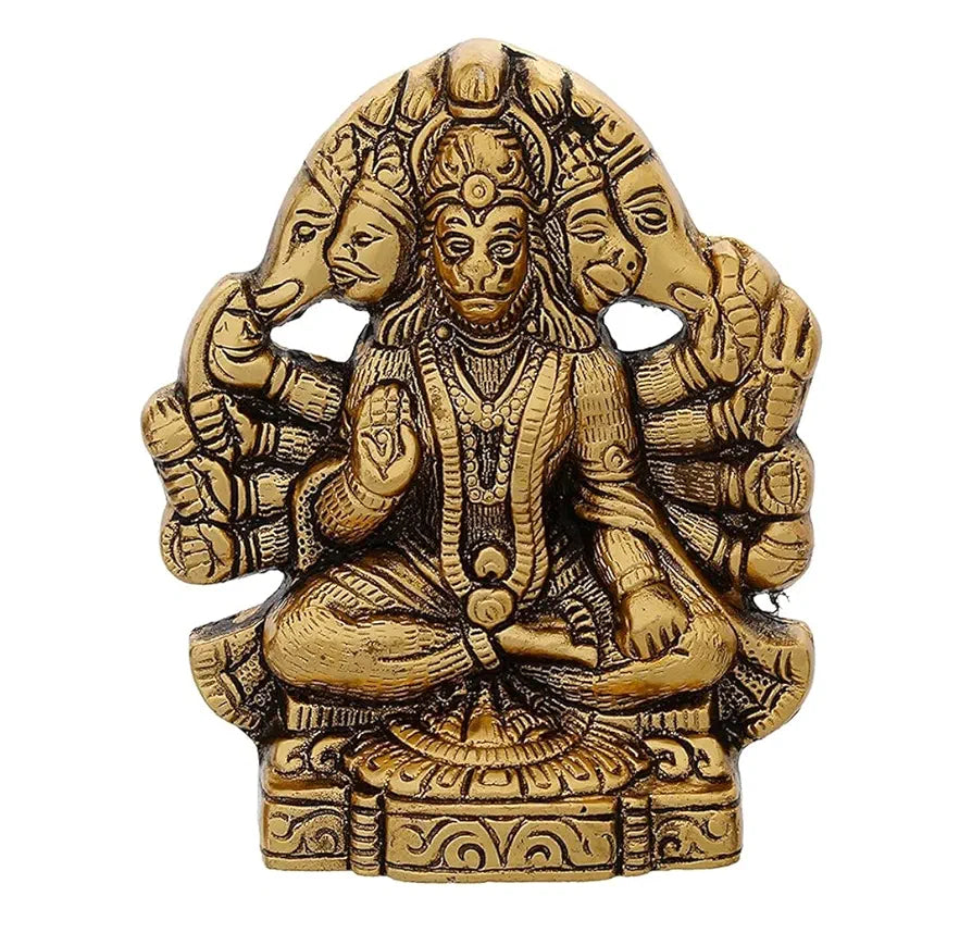 Chhariya Crafts Metal Panchmukhi Hanuman Ji Murti Bajrangbali Idol Protection From Evil Eye16 Cm