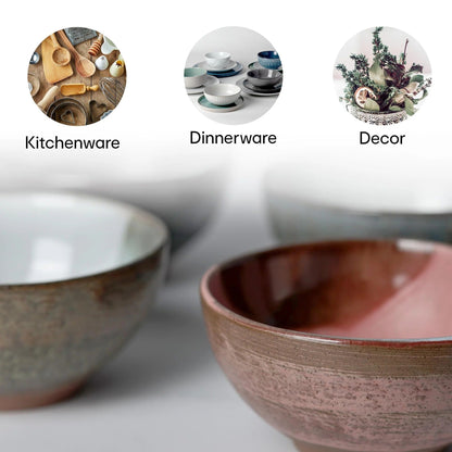 Anko Hand Glazed Mini Bowls Set of 4 Terracotta Designer Dessert Cup Pink Grey Brown Rose